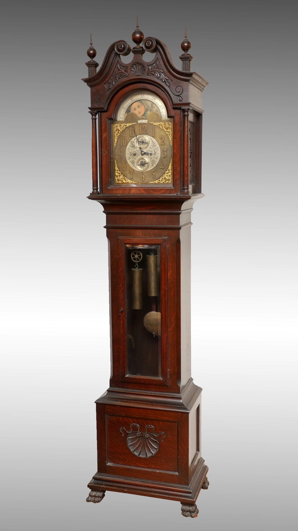 Appraisal: H MUHR'S SONS GRANDFATHER CLOCK Grandfather clock having a brass