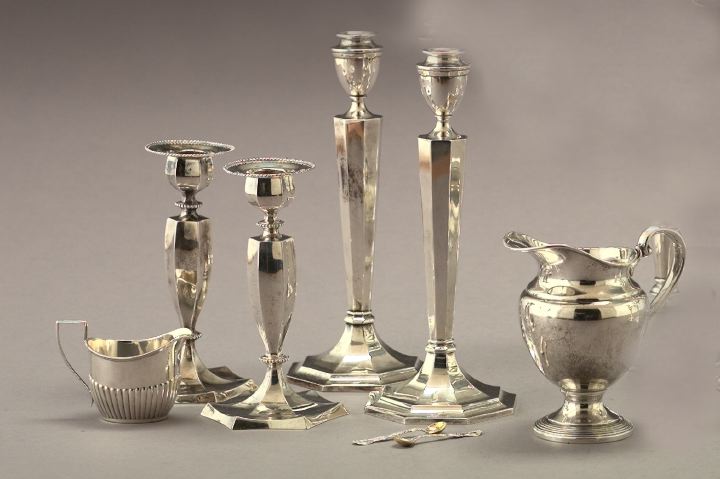 Appraisal: Eight-Piece Group of Silver Items consisting of a pair of