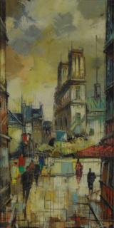 Appraisal: Mid th Century Paris School Street Scene Mid th Century