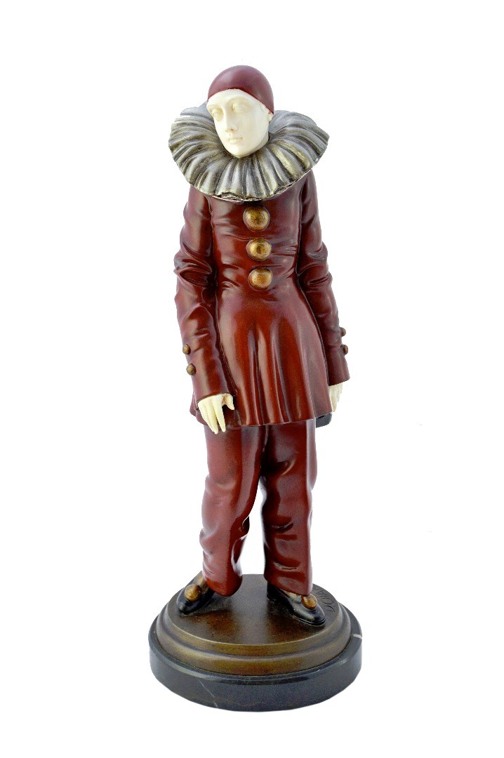 Appraisal: Pierrot' a Dorothea Charol cold painted and silvered bronze and