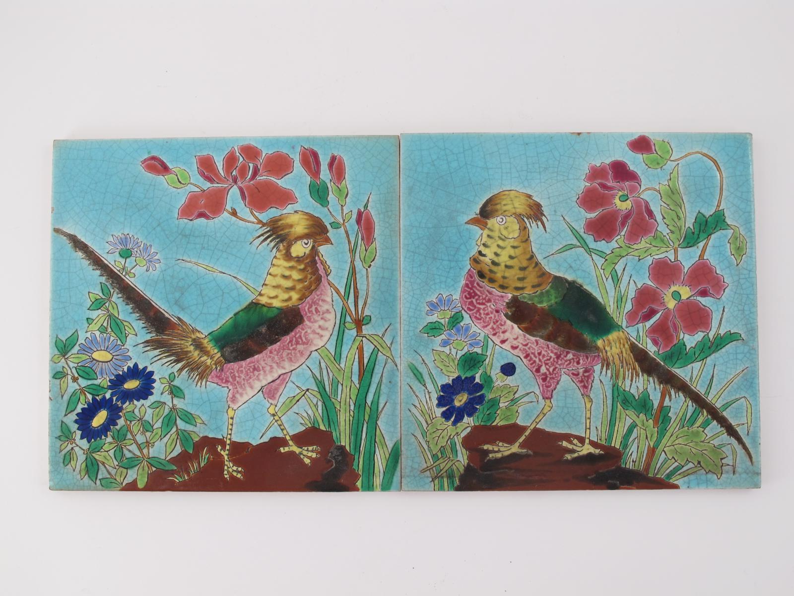 Appraisal: Two Longwy Pottery tiles