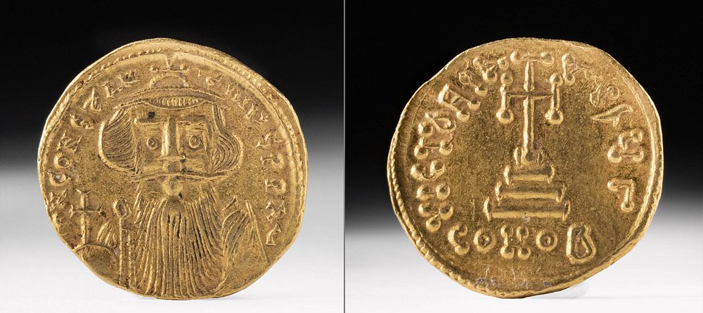 Appraisal: Byzantine Gold AU Solidus of Constans II Near East Holy