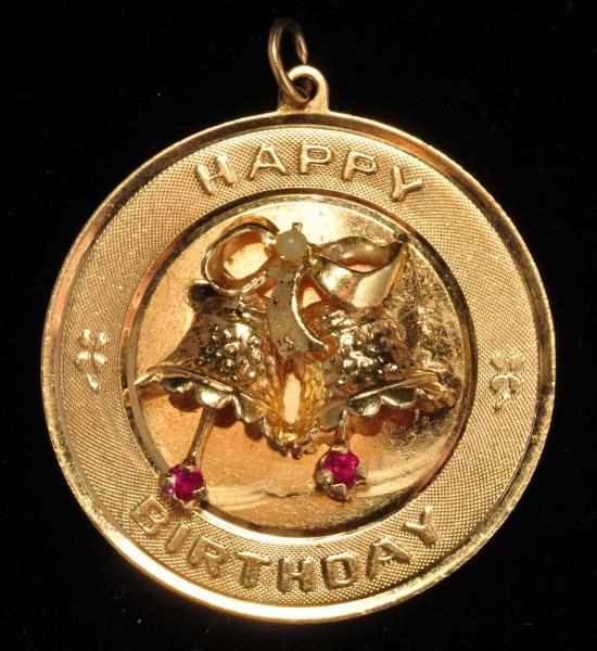 Appraisal: K Y Gold Happy Birthday Pendant Description Weight dwt Condition