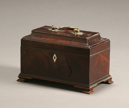 Appraisal: George III Mahogany Tea Caddy Circa Having an ivory escutcheon