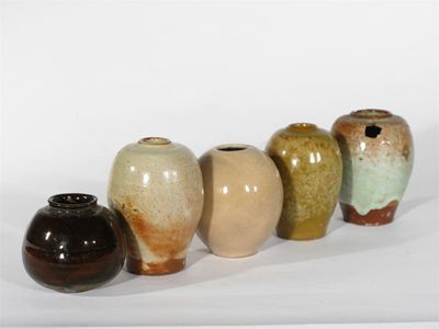 Appraisal: Five Mortlake Pottery miniature vases by George Cox each with