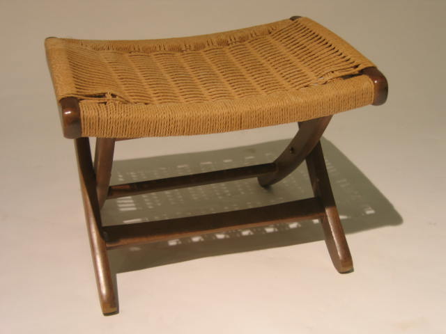 Appraisal: WALNUT AND WOVEN FOOT STOOL h Estimate -