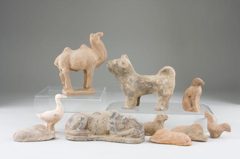 Appraisal: Ten Chinese Han Dynasty Animal Figurines circa B C -