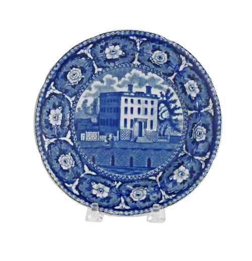 Appraisal: Historical blue Staffordshire plate th c depicting The Atheneum Boston