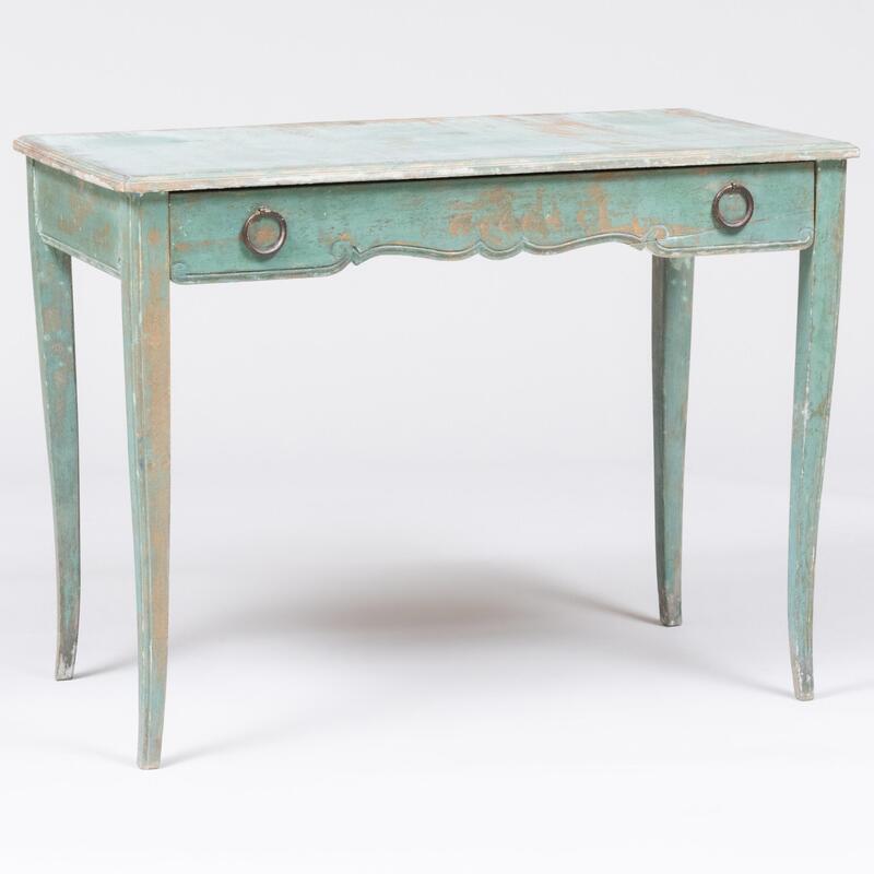 Appraisal: Louis XV Style Provincial Blue Painted Desk of Recent Manufacture