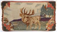 Appraisal: FOLK ART ELK HOOKED RUG The large standing elk in