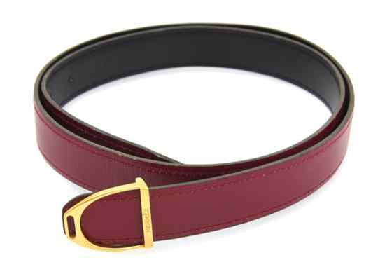 Appraisal: An Hermes 'Etriere' Red Calf Belt with gold buckle Stamped