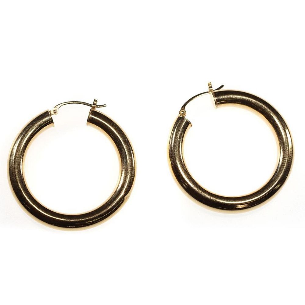 Appraisal: Pair of k gold polished hollow hoop earrings weighing approximately