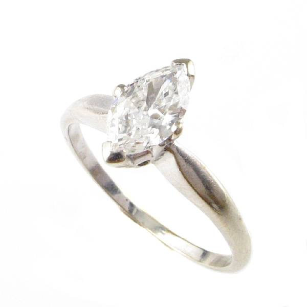 Appraisal: A marquise-cut diamond and k white gold solitaire ring estimated