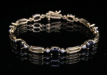 Appraisal: A Ladies' Gold Bracelet with Diamonds and Sapphires k yellow