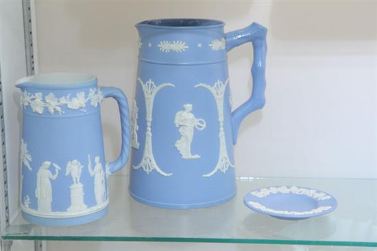 Appraisal: GROUP OF JASPERWARE ADAMS BROMLEY PITCHER A WEDGWOOD PITCHER AND