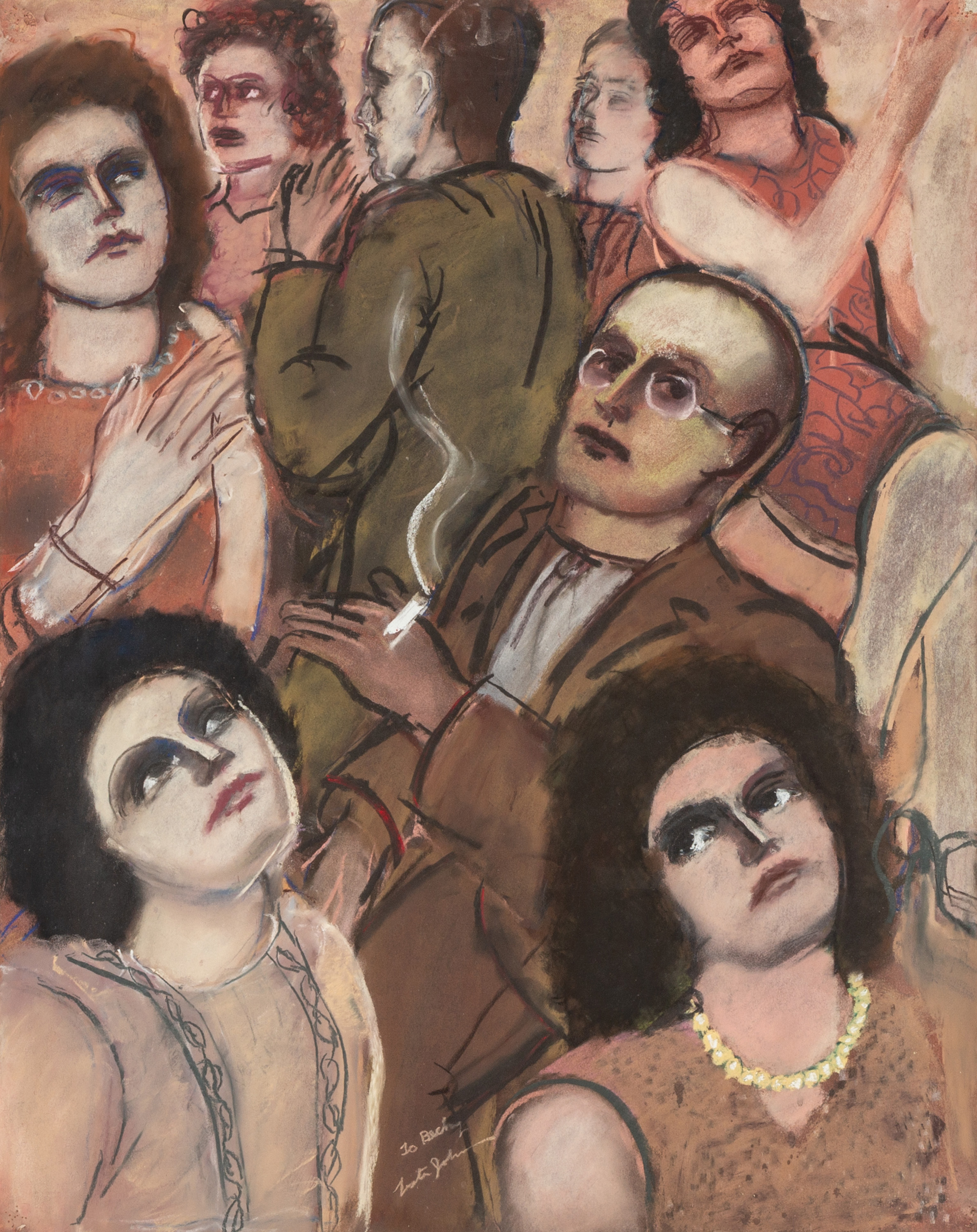 Appraisal: LESTER JOHNSON AMERICAN - PASSING CROWD Watercolor and gouache on