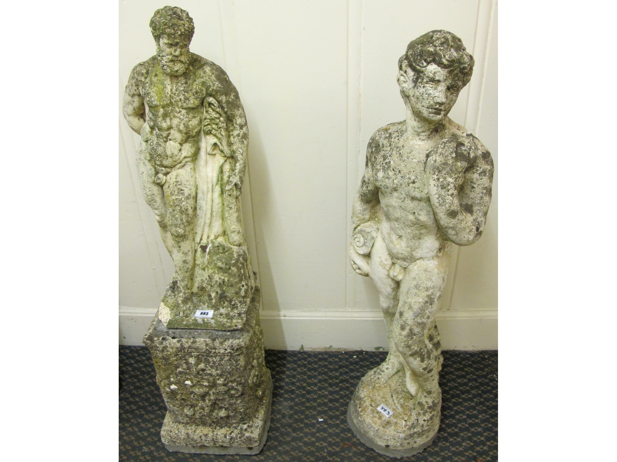 Appraisal: Two classical style male cast garden figures