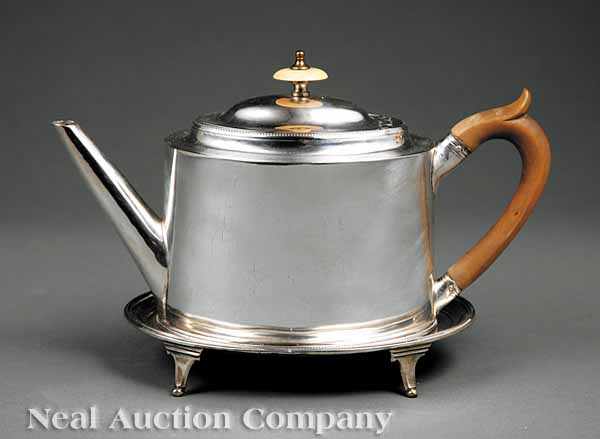 Appraisal: A George III Sterling Silver Teapot Hester Bateman London oval