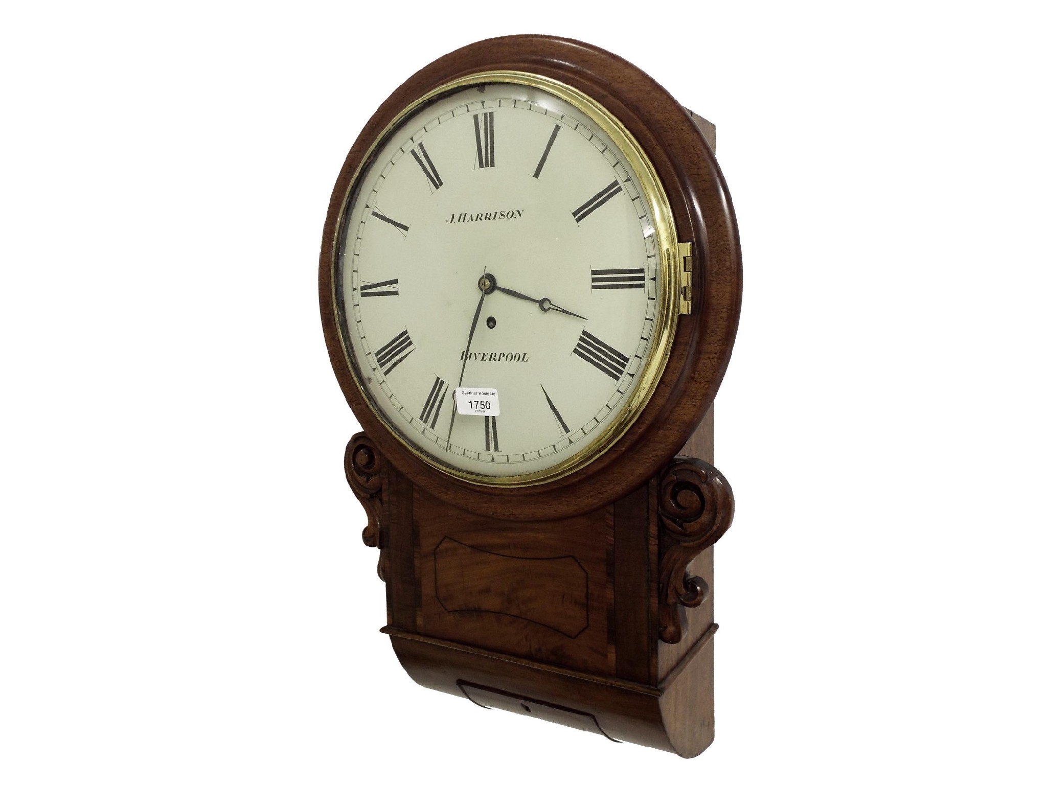 Appraisal: English mahogany single fusee drop dial wall clock the dial