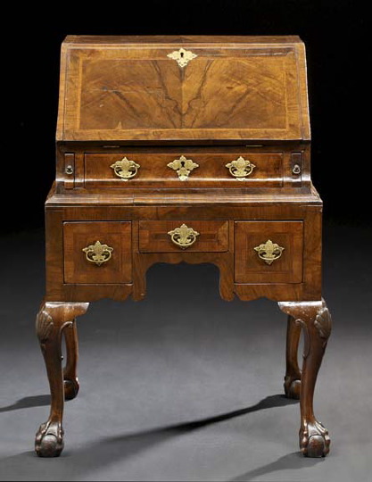 Appraisal: George III Walnut Lady's Bureau th century and later the