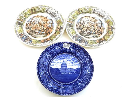 Appraisal: Three historical transferware plates including Staffordshire and Wedgwood blue and