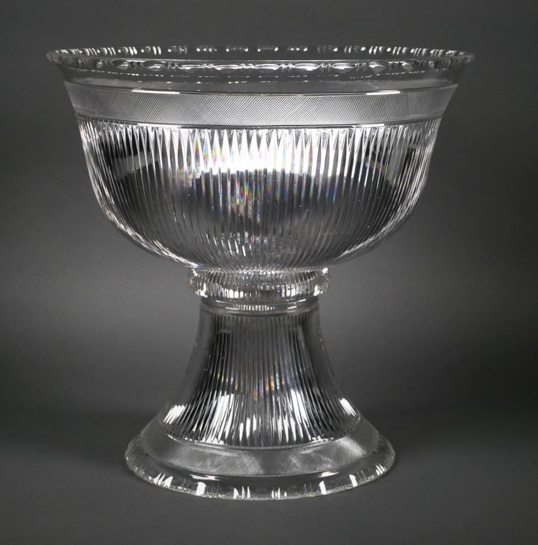 Appraisal: Dorflinger footed punch bowl in Mitre and Silver Diamond Pattern