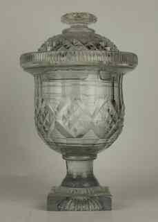 Appraisal: A th Century cut-glass footed bowl and cover with square