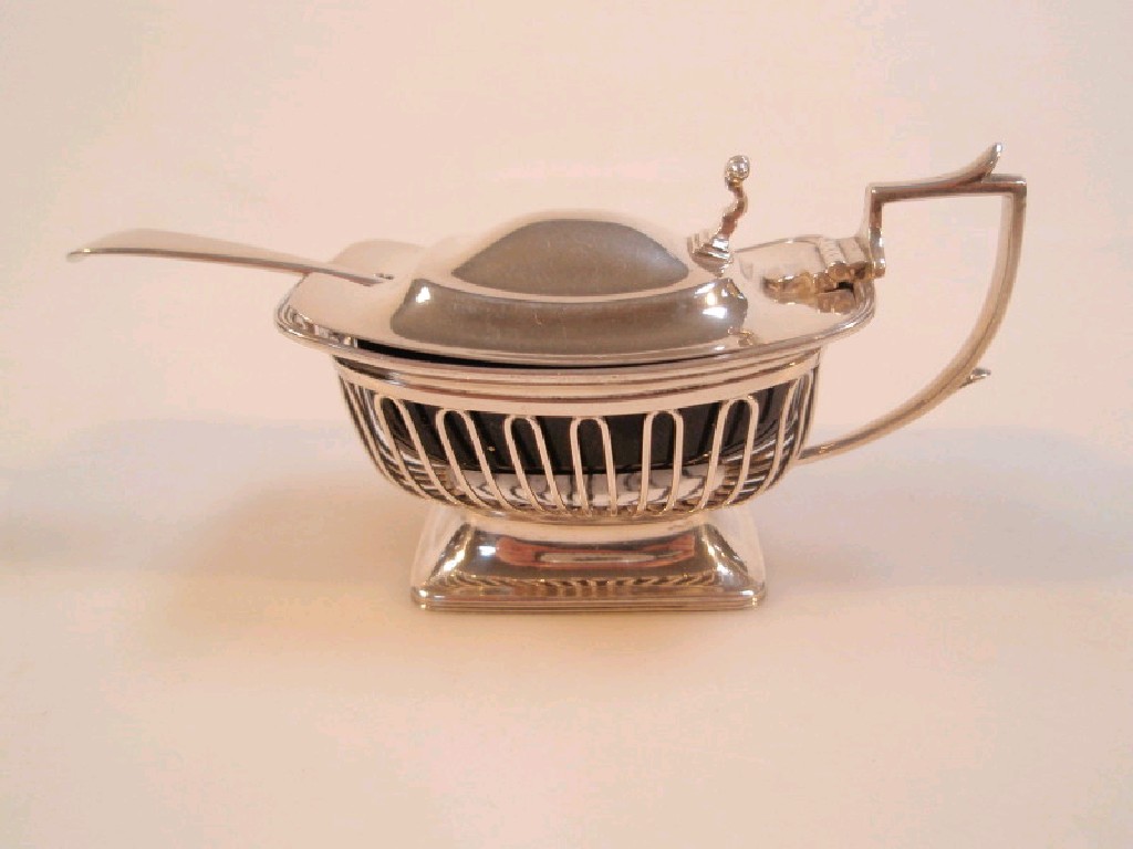 Appraisal: A George V silver mustard pot of Regency basket-shape design