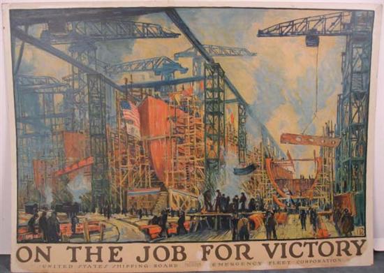 Appraisal: WWII Poster ON THE JOB FOR VICTORY by Emergency Fleet