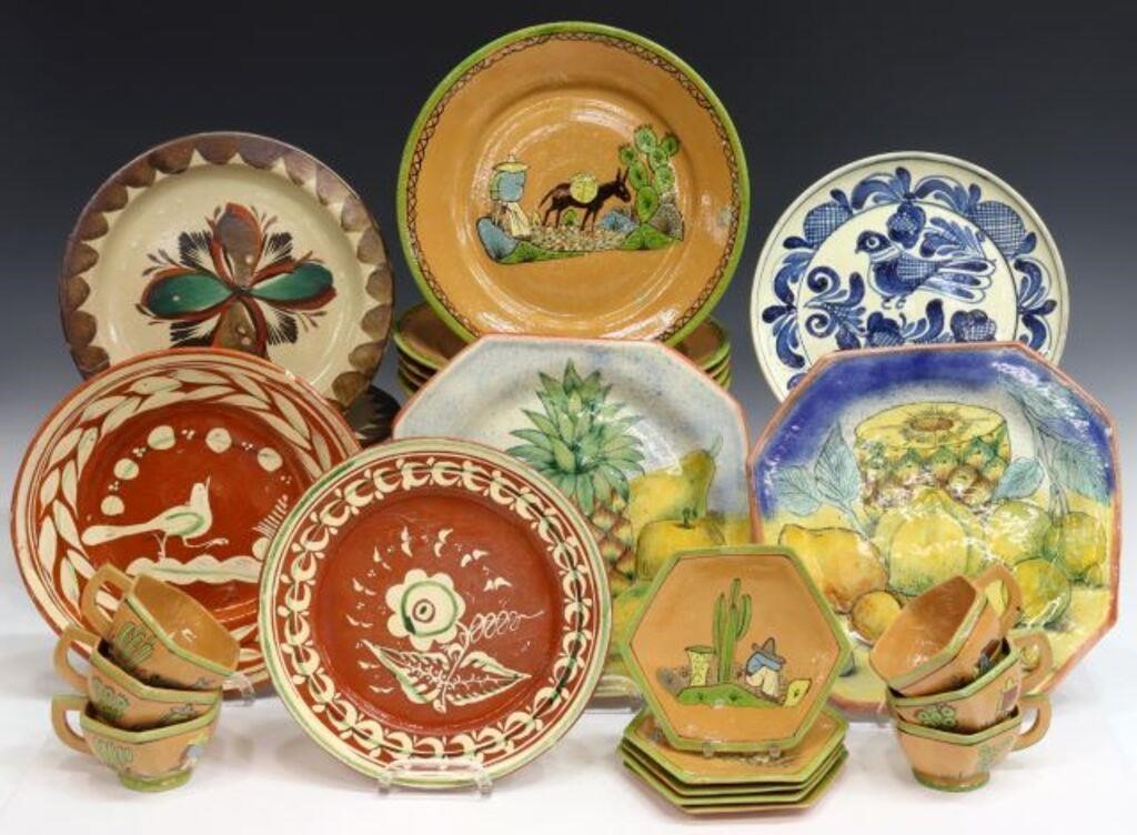 Appraisal: lot of Mexican polychrome glazed pottery tableware including set of