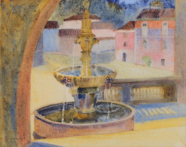 Appraisal: AGNES KEMPSON SWAINE b An Iberian fountain signed watercolour x