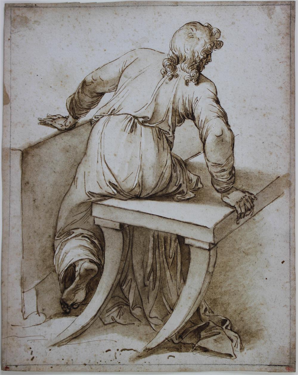 Appraisal: GIUSEPPE CADES ITALIAN - SEATED FIGURE IN CONTRAPPOSTO Pen and