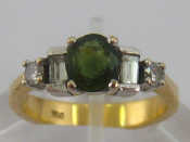 Appraisal: A yellow metal tests carat gold green tourmaline and diamond