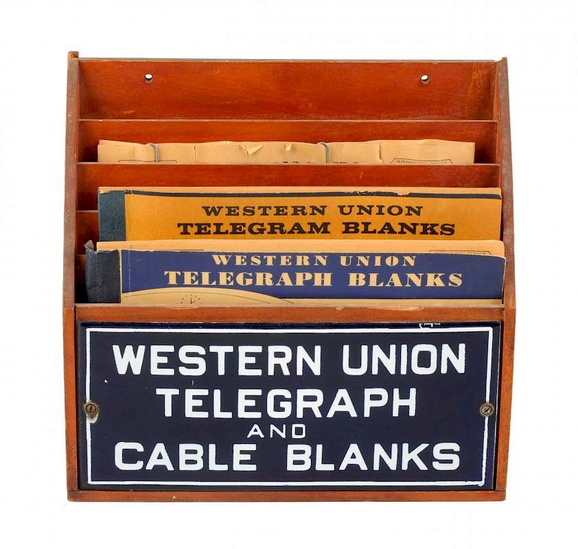 Appraisal: Western Union Telegram Rack This rack has a Western Union