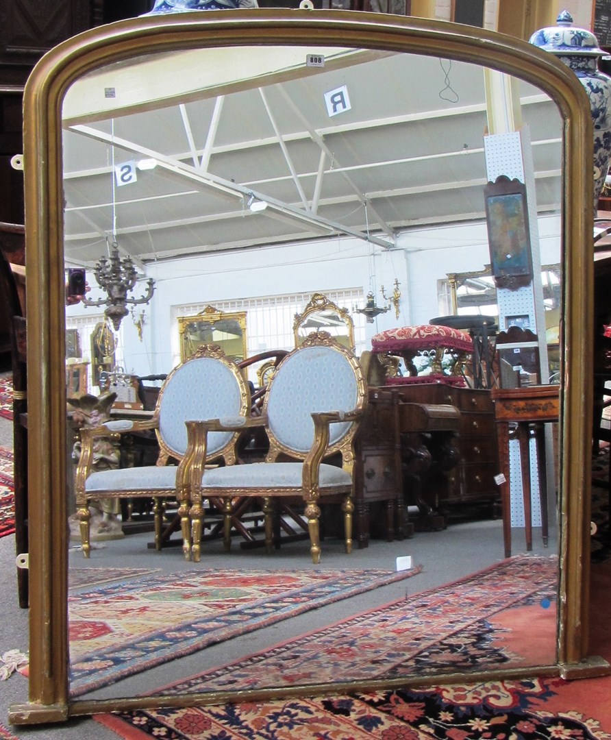 Appraisal: A Victorian gilt framed arch top overmantel wall mirror cm