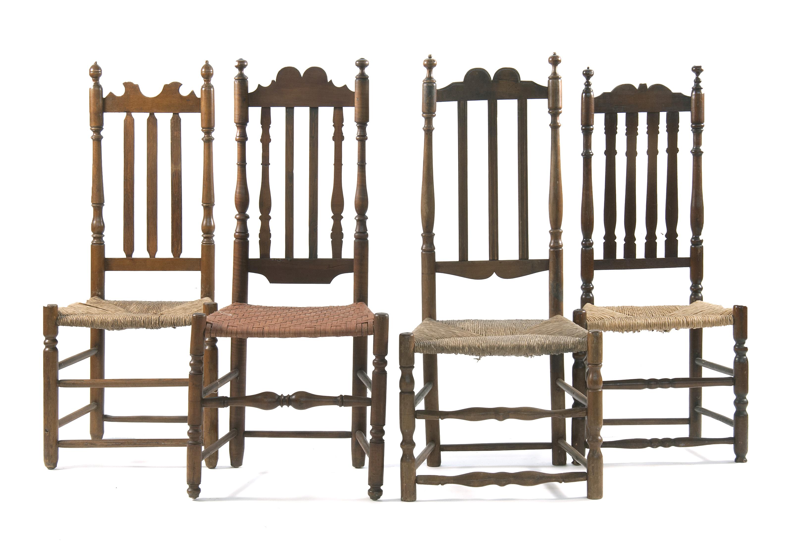 Appraisal: ASSEMBLED SET OF FOUR QUEEN ANNE BANISTER-BACK SIDE CHAIRS Circa