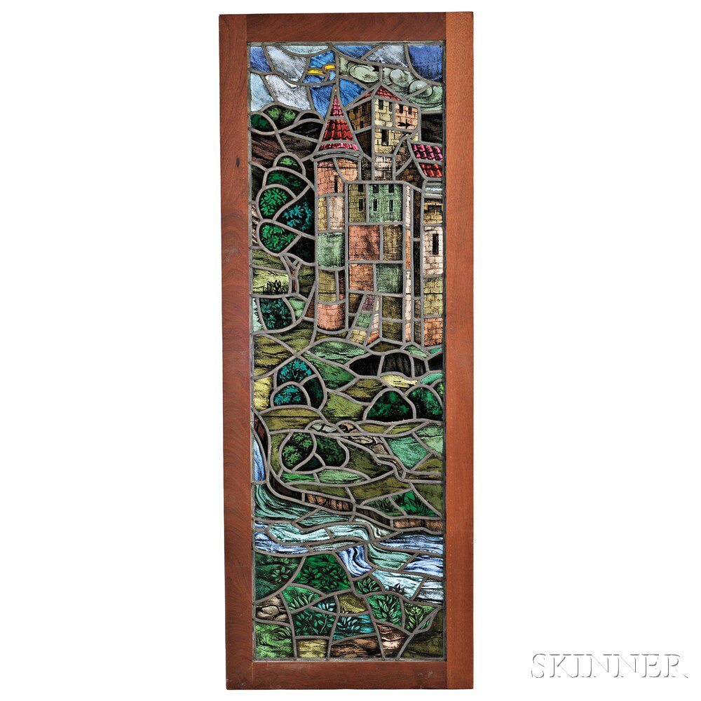 Appraisal: Six Stained Glass Panels Attributed to Doig-Bernadini Studios th century