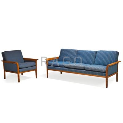 Appraisal: VATNE MOBLER Sofa and lounge chair Norway s Sculpted teak