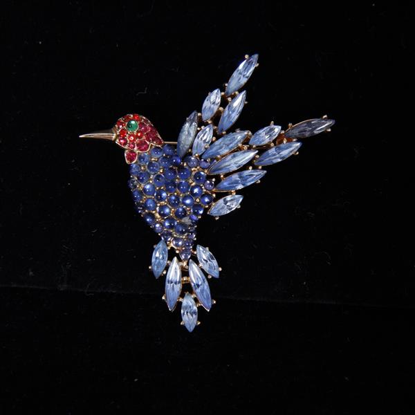 Appraisal: Trifari Alfred Philippe figural hummingbird pin brooch with sapphire ruby