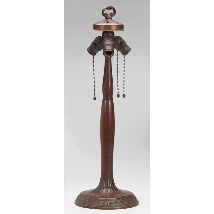 Appraisal: Handel lamp base three-socket form in bronzed metal original patina