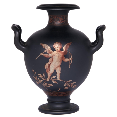 Appraisal: A black basalt hydria attributed to Wedgwood c painted in