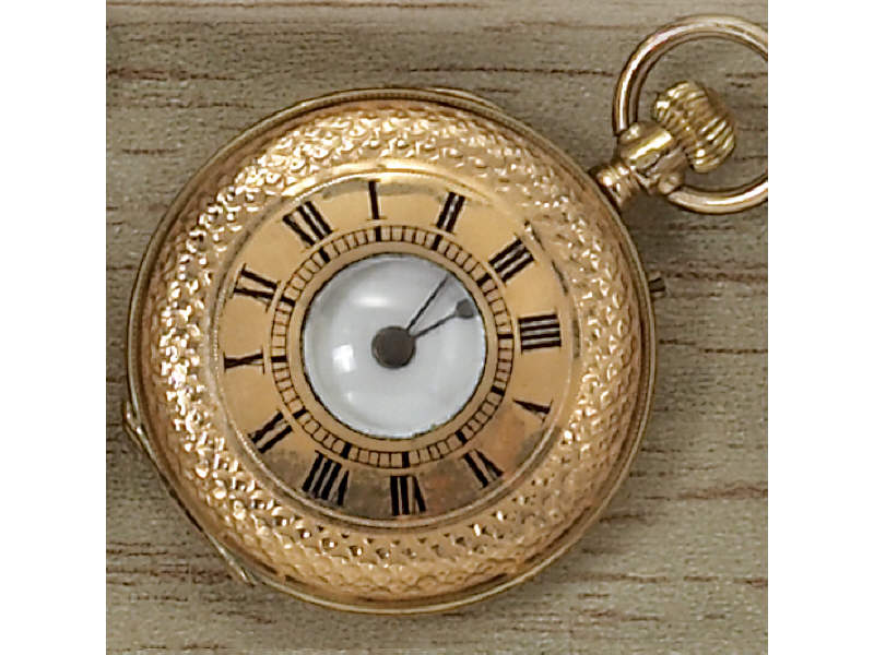 Appraisal: ANTIQUE DEMI-HUNTER'S CASE POCKET WATCH k yellow gold lady's watch