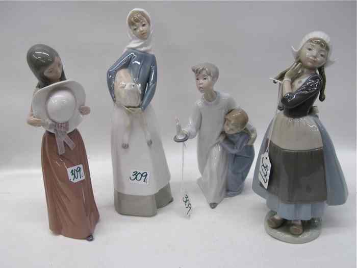 Appraisal: FOUR LLADRO PORCELAIN FIGURINES ''Margaretta'' ''H Girl Carrying Lamb ''H