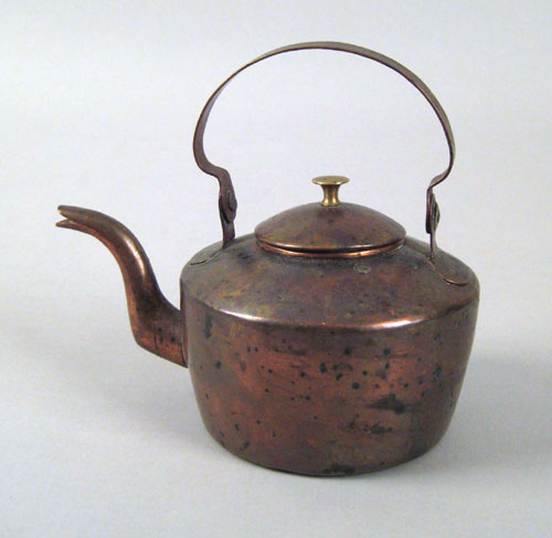 Appraisal: Pennsylvania miniature copper tea kettle th c with a gooseneck