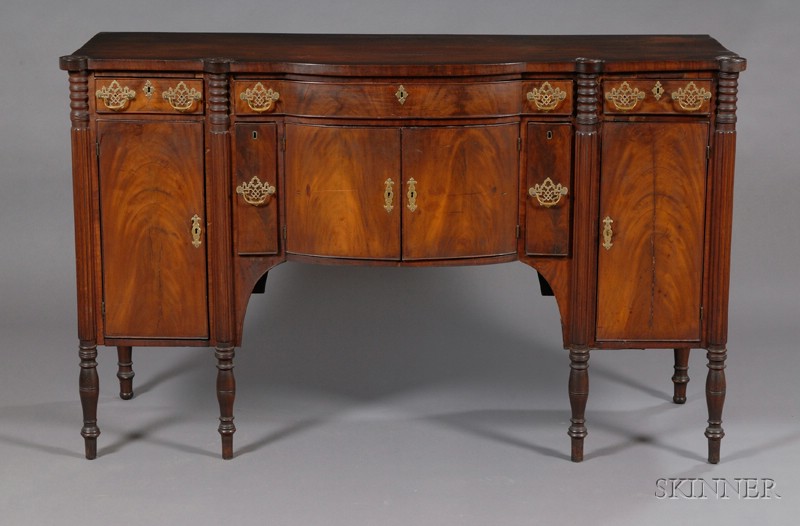 Appraisal: Federal Carved Mahogany and Mahogany Veneer Sideboard northern coastal New