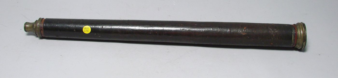 Appraisal: EARLY BRASS ONE-DRAW TELESCOPE With leather-covered barrel Marked Made by