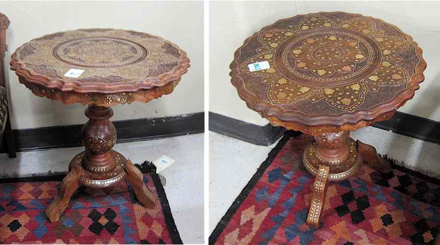 Appraisal: A PAIR OF INLAID SHEESHAM WOOD LAMP TABLES India th