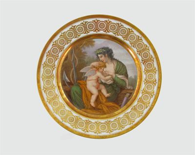 Appraisal: A Russian porcelain plate painted with Hope suckling the infant