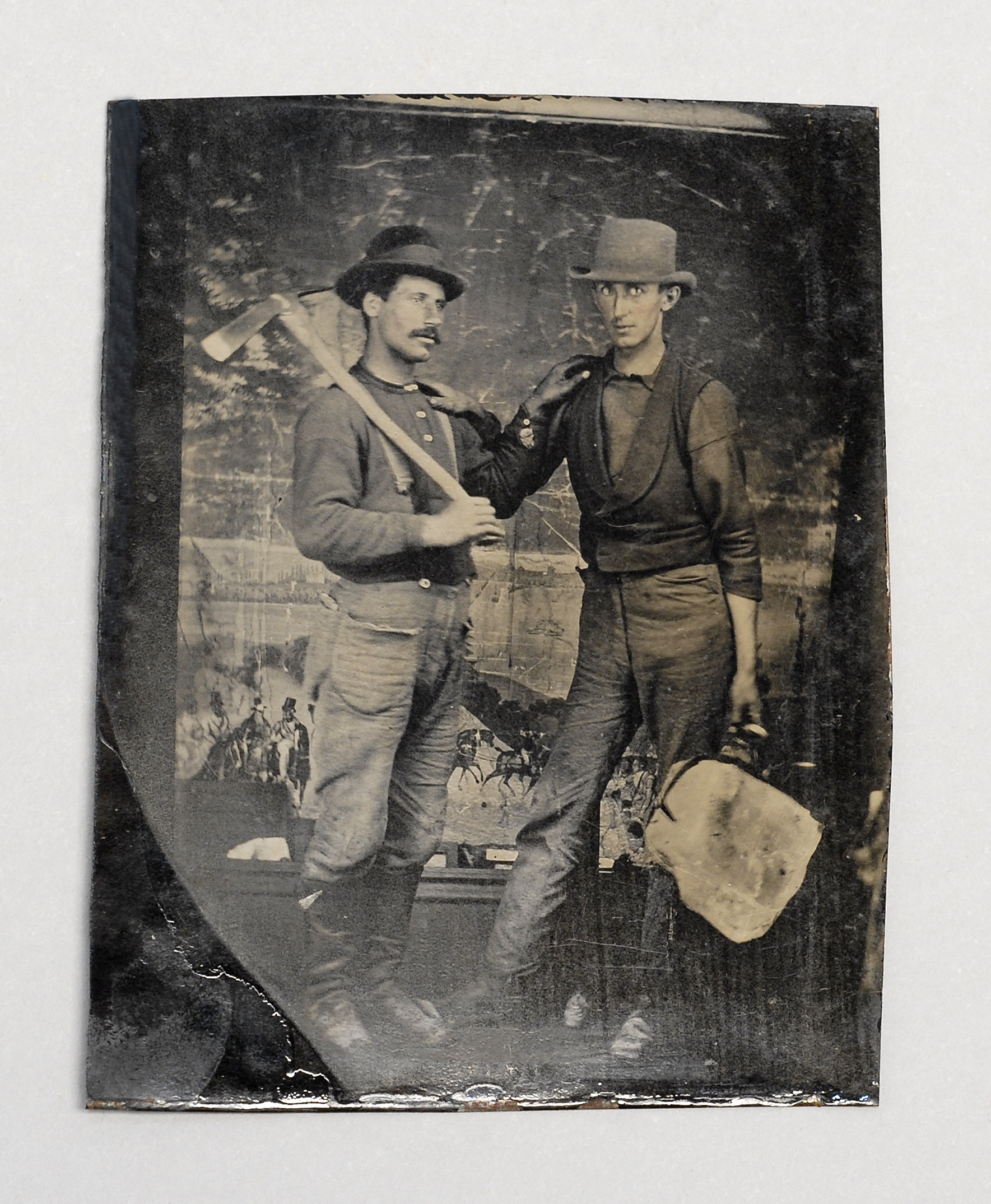 Appraisal: TINTYPE Late th CenturyDepicts a miner and an ice delivery