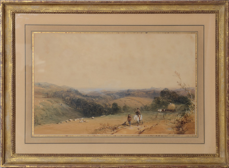 Appraisal: DAVID COX - SHEEP HERDERS ON THE PATH Watercolor with